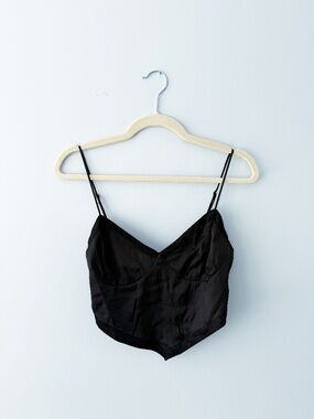 Cotton Candy LA Black Satin Lace Bandana Top